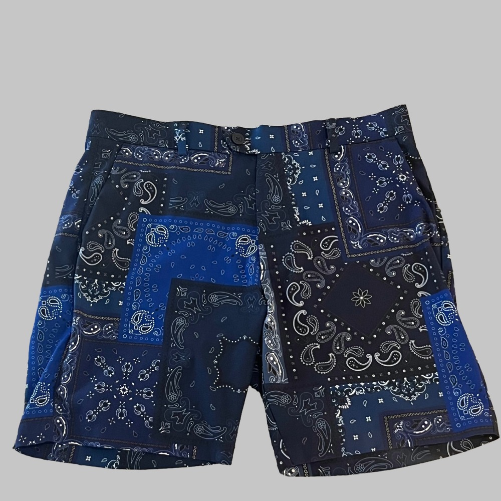 G/Fore Maverick Shorts Mens 34 Twilight Blue Bandana Paisley Performance Stretch